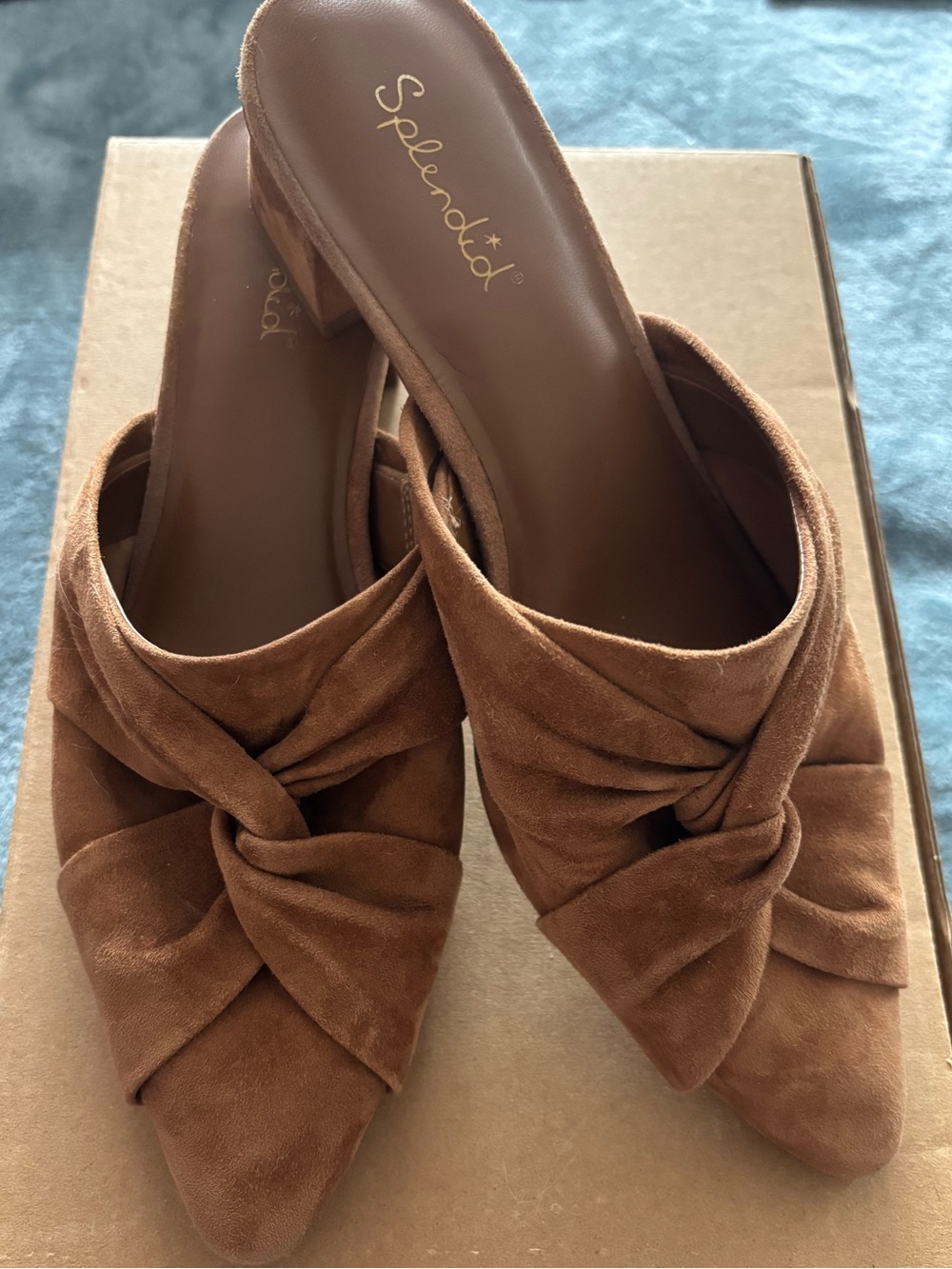 Splendid Lanis Tan Suede Knotted Pointed Mules